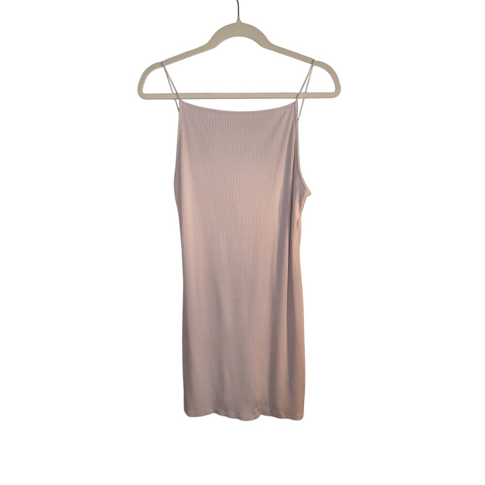 H&M Women’s Size L Cream Ribbed Cami Mini Dress